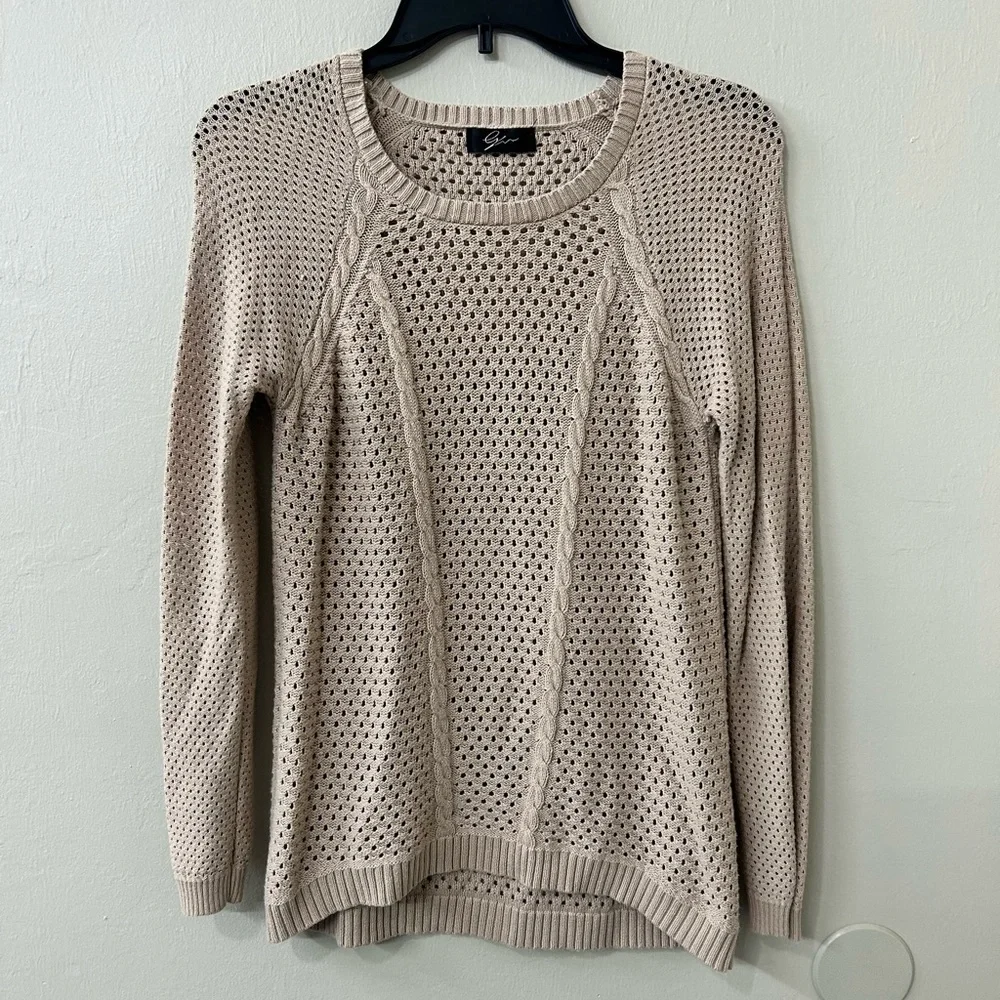 Cyrus Women's Beige Knit Crew Neck Sweater Sz S